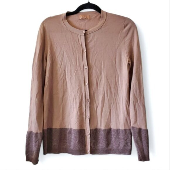 Falconeri Italy Mauve Pink Merino Wool Lightweight Button Down Cardigan L - Picture 1 of 8